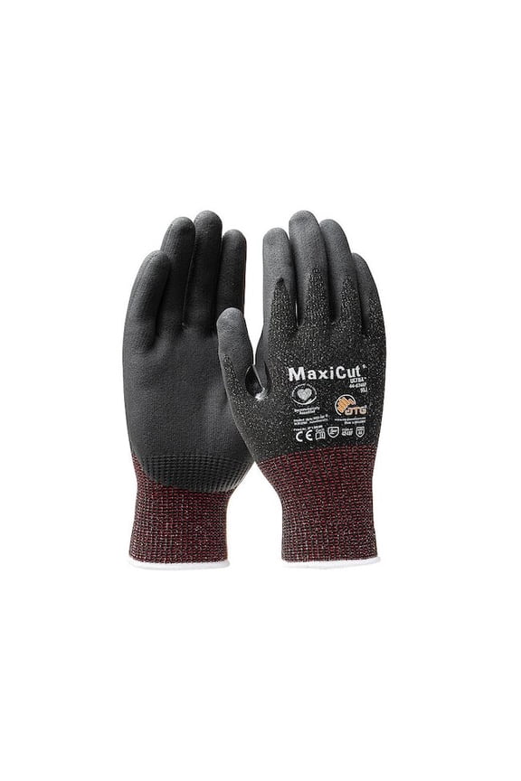 Knit Gloves, Cut Level A6 ,Dipped ,Nitrile ,Smooth ,XS 12 PK 44-6745F/XS