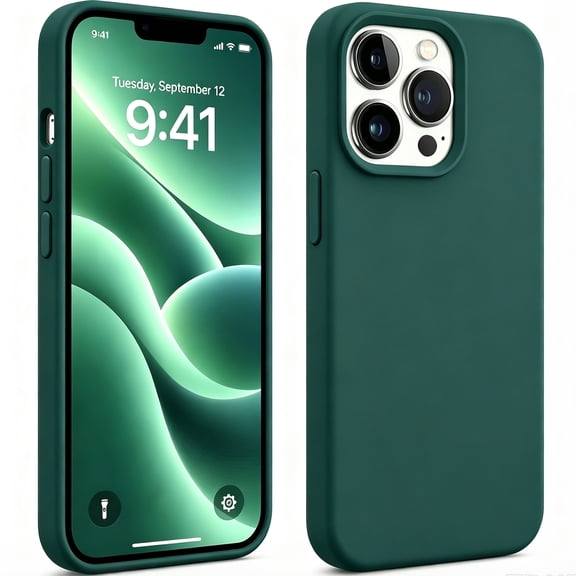 Atgdluk® Silicone Case for iPhone 13 Pro, Soft Touch Matte Shockproof Phone Case with Raised Camera Protection, Slim Anti-Slip Protective Cover, Green