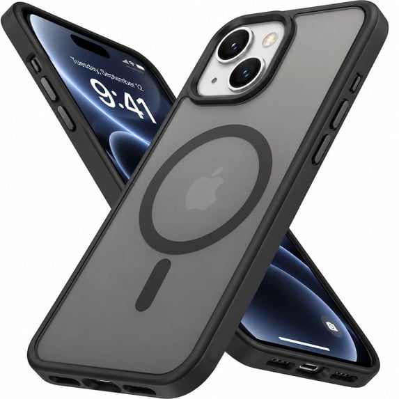 Atgdluk® Magnetic Shockproof for iPhone 15 Case, Compatible with MagSafe Slim Protective Phone Case with Raised Camera Edge, Black