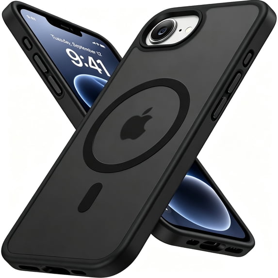 Atgdluk® Magnetic Shockproof for iPhone 17e / 16e Case, Compatible with MagSafe Protection Phone Case with Raised Camera Edge, Black