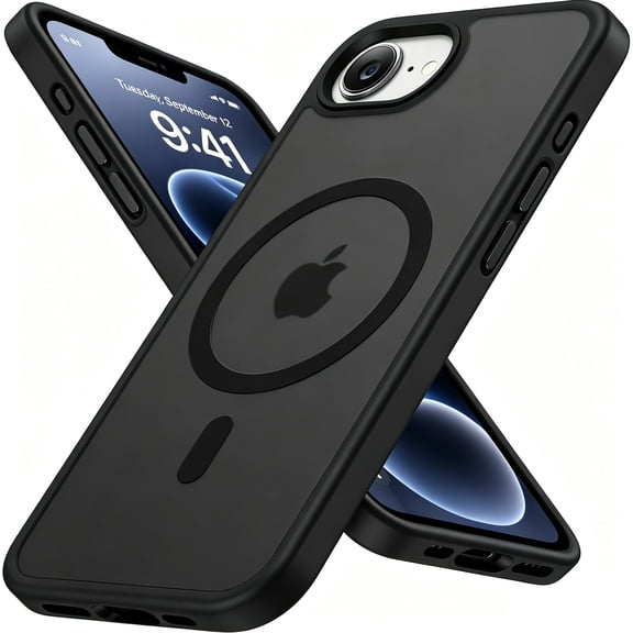 Atgdluk® Magnetic Shockproof for iPhone 17e / 16e Case, Compatible with MagSafe Protection Phone Case with Raised Camera Edge, Black