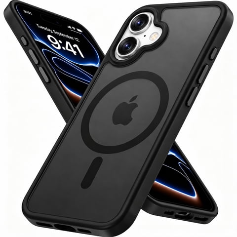Atgdluk® Magnetic Shockproof for iPhone 17 Case, Compatible with MagSafe Slim Protection Phone Case with Raised Camera Edge, Black