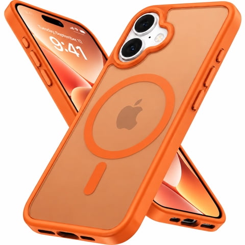 Atgdluk Magnetic Shockproof for iPhone 17 Case, Compatible with MagSafe Slim Protection Phone Case with Raised Camera Edge, Orange