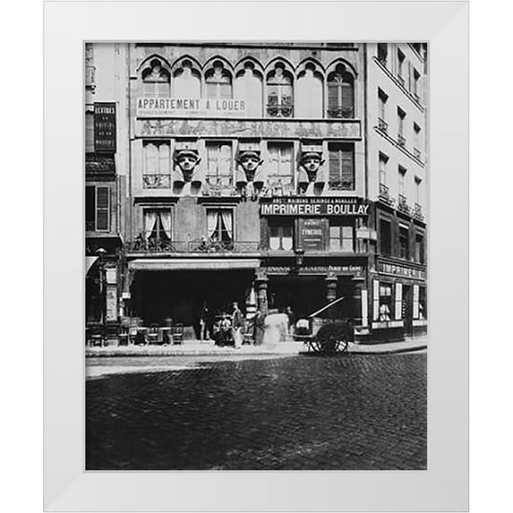 Atget, Eugene 20x24 White Modern Wood Framed Museum Art Print Titled - Paris, 1903 - House on the Place du Caire