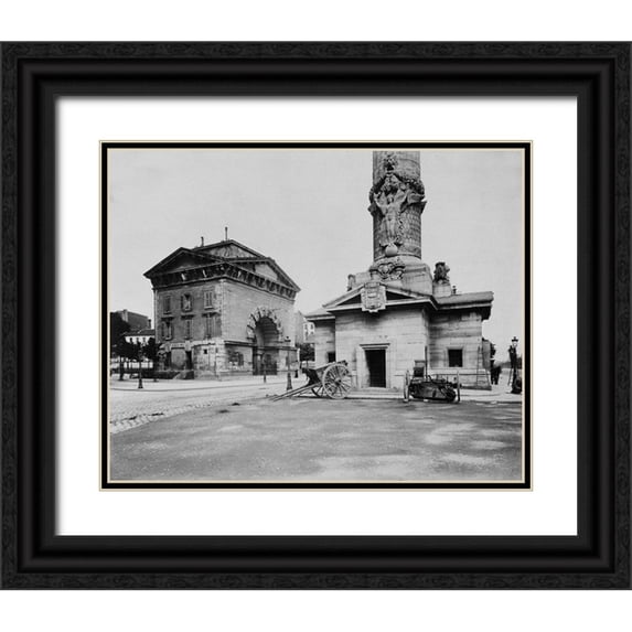 Atget, Eugene 24x20 Black Ornate Wood Framed with Double Matting Museum Art Print Titled - Paris, 1903-1904 - Ancienne Barriere du Trone (Tollbooth Pavilion and Column)