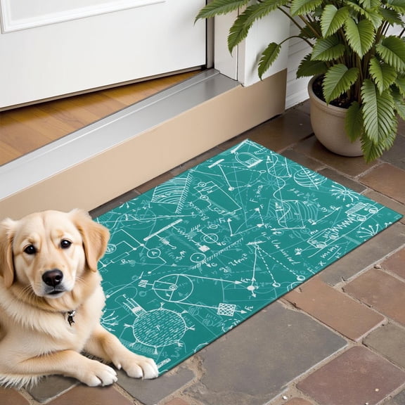 Ath Equations Element Squares Colorful Pattern Door Rugs,Washable Non Slip Door Mats Indoor,Decorative Door Mats,Entry Mat Indoor for Entrance,Bedroom,Kitchen,Bathroom,16"x24"