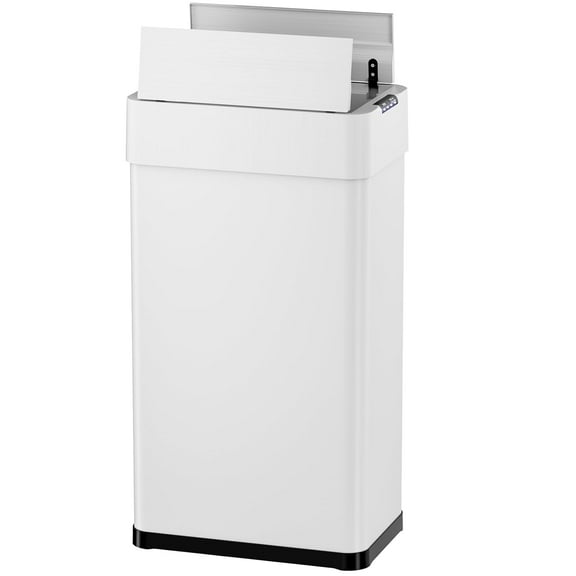 AthLike Automatic Trash Can,18.5 Gallon Touchless Motion Sensor Trash Bin, Smart Garbage Can with Soft-Close Lid, Bag Retainer Ring and Display Light,for Kitchen,Living Room Office (White, 70L)
