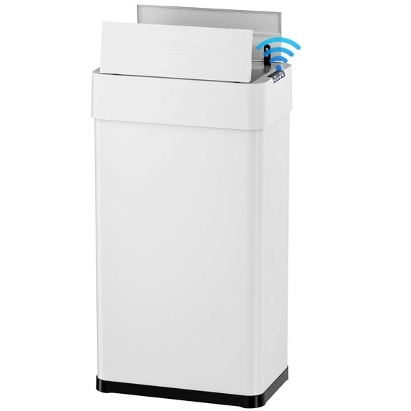 AthLike Automatic Trash Can, 21.1 Gallon Touchless Motion Sensor Trash Bin, Smart Garbage Can with Soft-Close Lid, Bag Retainer Ring and Display Light,for Kitchen,Living Room Office (White, 80L)