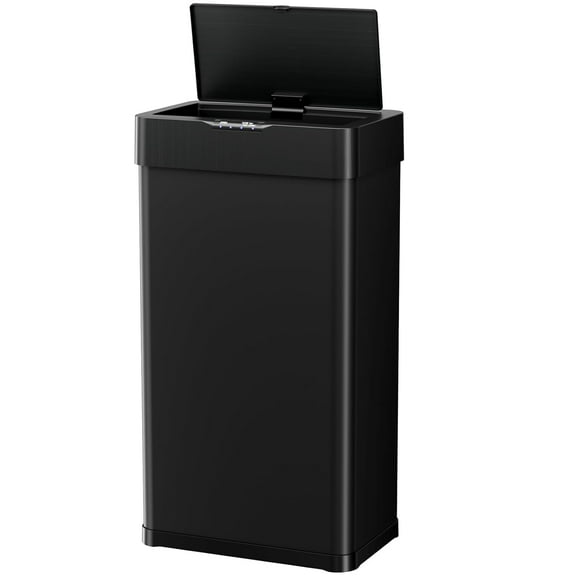 AthLike Sensor Trash Can, Touchless Motion Sensor Trash Bin, Smart Automatic Garbage Can with Soft-Close Lid, Bag Retainer Ring and Display Light,for Kitchen,Living Room Office (Black, 13.2 Gal)