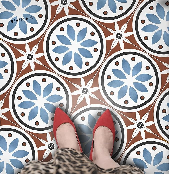 Athangudi Peel and Stick Floor Tiles Anti-Slip Vinyl Decals for Home, Kitchen, Bathroom Easy to Apply & Remove - Water Resistant DIY Renter-Friendly Flooring Solution.