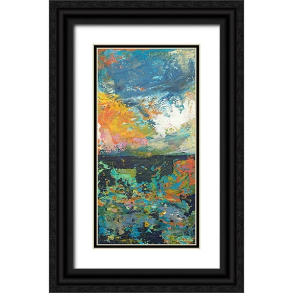 Athas, Vas 11x18 Black Ornate Wood Framed with Double Matting Museum Art Print Titled - Sunset Panel I