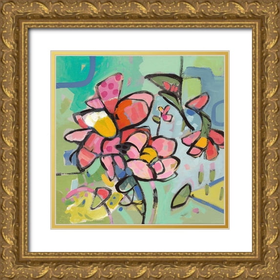 Athas, Vas 12x12 Gold Ornate Wood Framed with Double Matting Museum Art Print Titled - Fun With Flowers