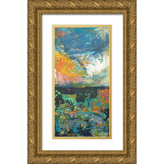 Athas, Vas 14x24 Gold Ornate Wood Framed with Double Matting Museum Art Print Titled - Sunset Panel I
