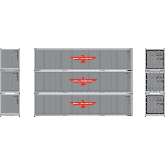 Athearn HO 40' Smooth Side Containers APL #1 3 ATH63385 HO Vehicles