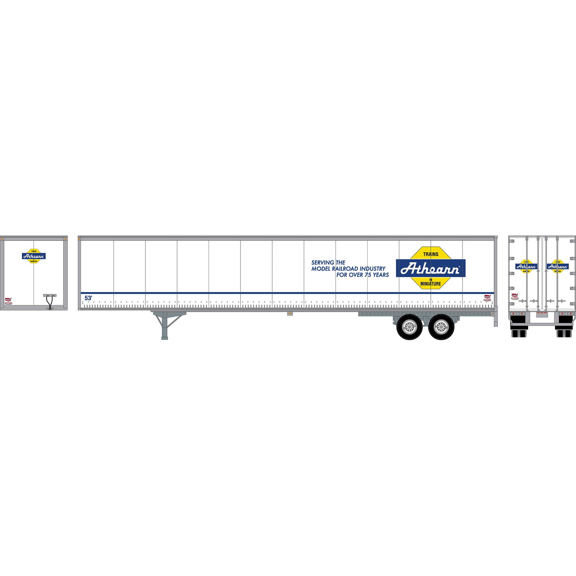 Athearn HO RTR 53' Wabash Plate Trailer Athearn White ATH72801 HO Vehicles