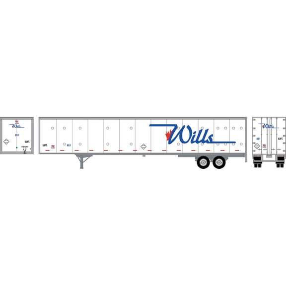 Athearn HO RTR 53' Wabash Plate Trailer Willis #651 ATH72815 HO Vehicles