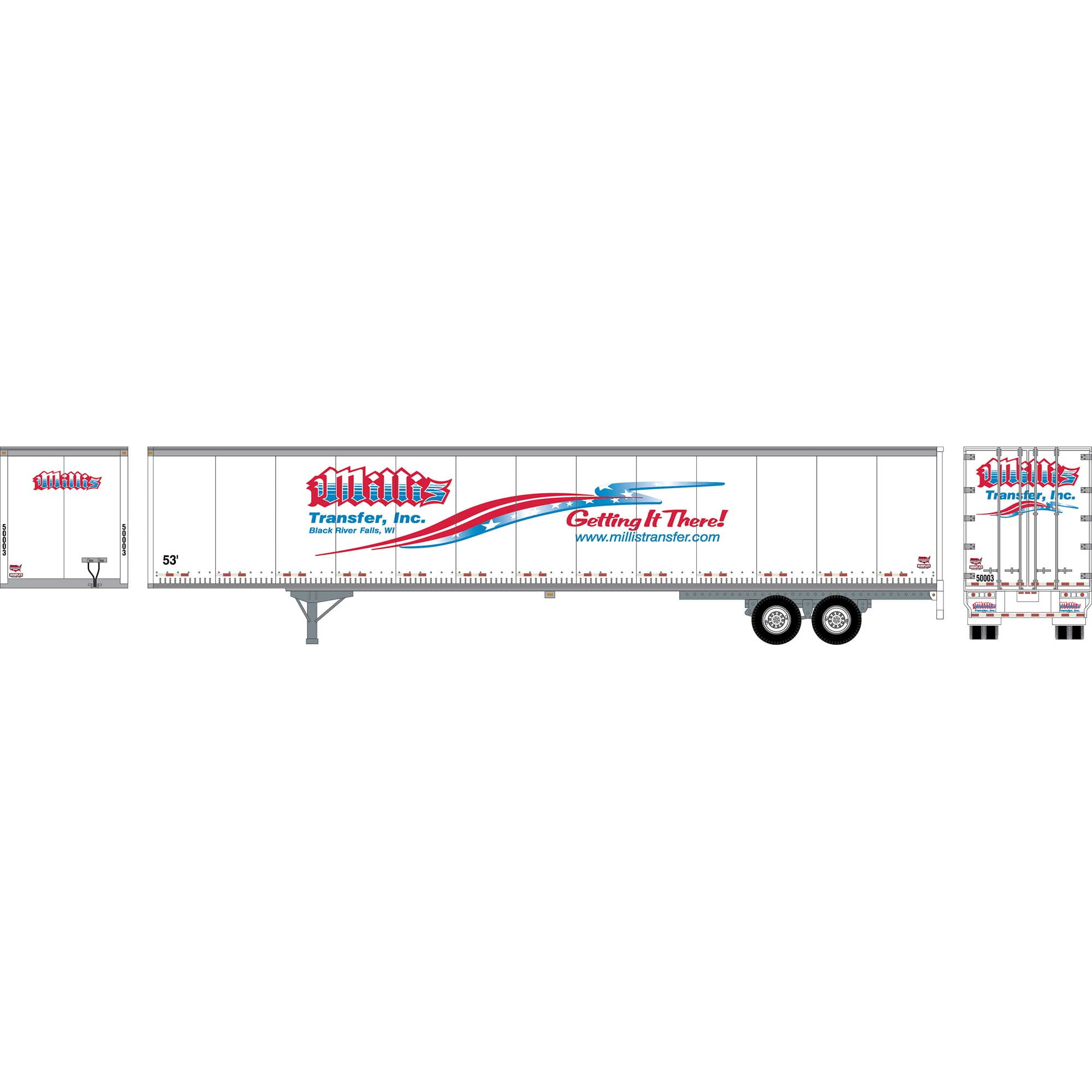 Athearn HO RTR 53' Wabash Plate TrailerMillis Transfer #2 ATH72811 HO Vehicles