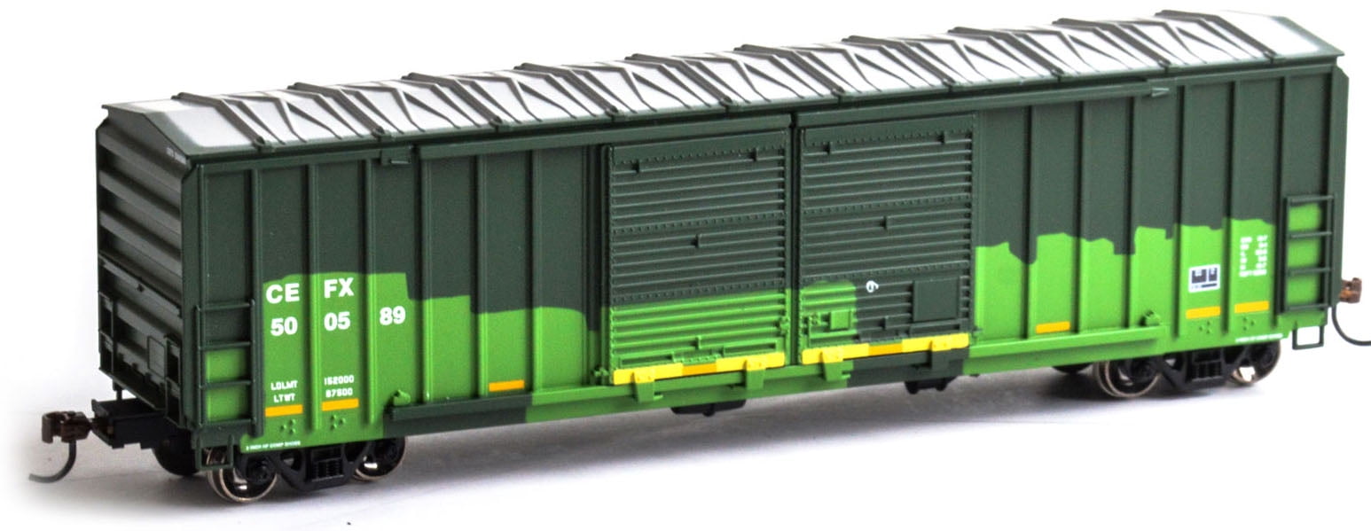 Athearn Roundhouse HO Scale 50ft FMC 5283 DD Box Car CEFX (Green/Patched) 500589