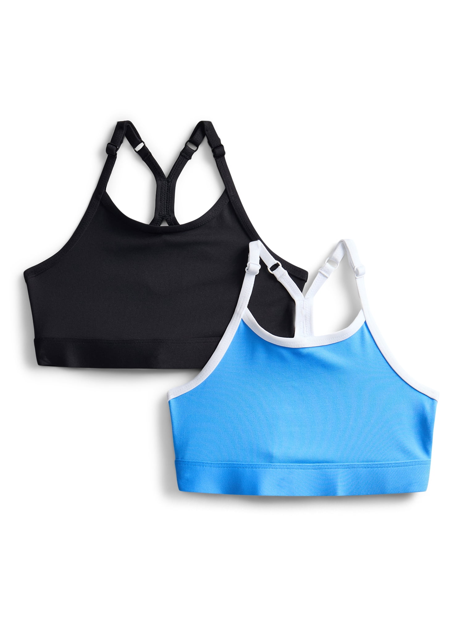 Athletic Works Girls Adjustable Strappy Back Sports Bra, 2 Pack, Sizes XS-XXL