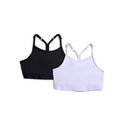 Athletic Works Girls Adjustable Strappy Back Sports Bra, 2 Pack, Sizes XS-XXL