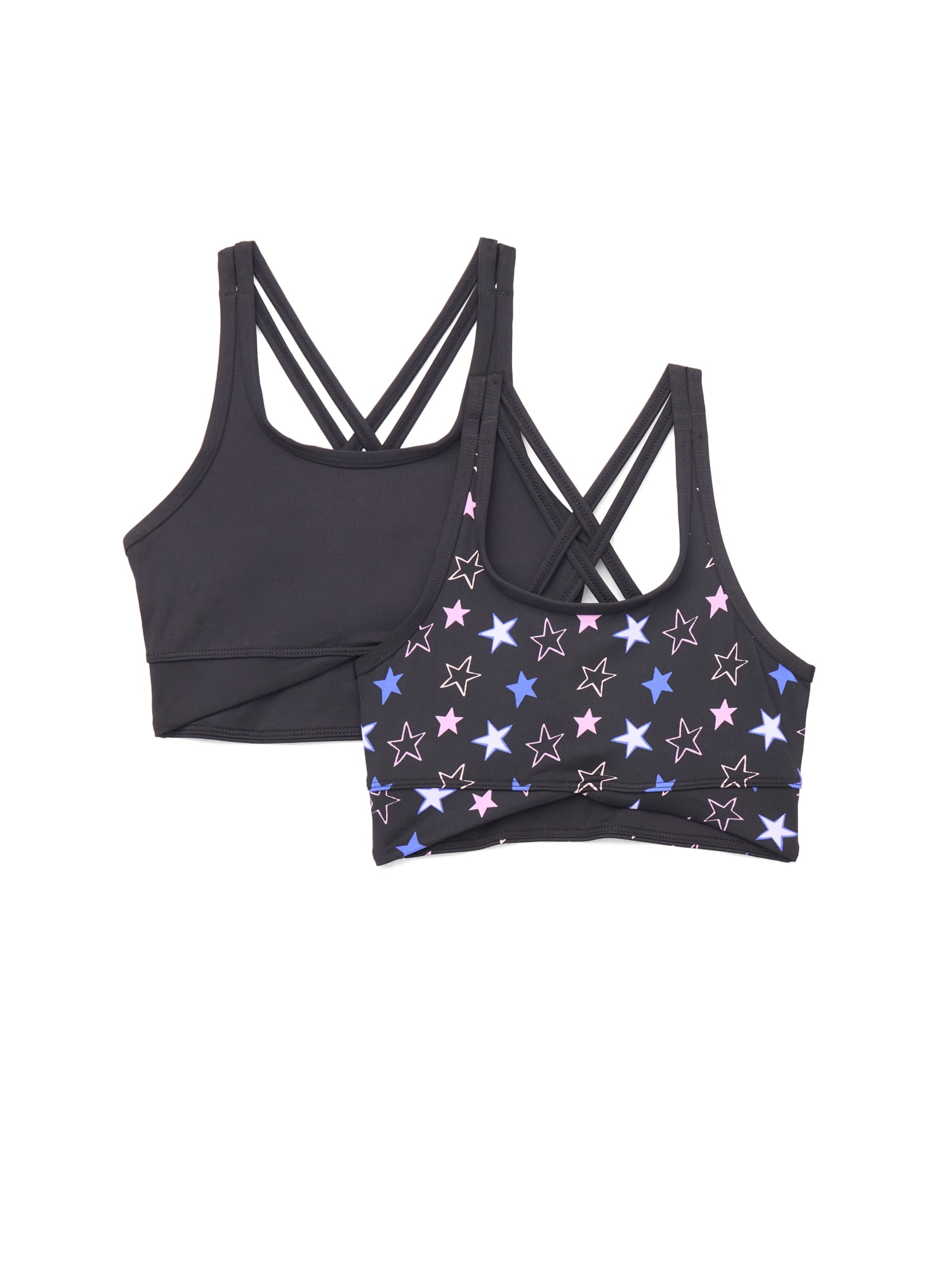 Athletic Works Girls Crossover Strappy Back Sports Bra 2 Pack