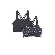 Atheltic Works Girls Crossover Strappy Back Sports Bra, 2 Pack, Sizes XS-XXL