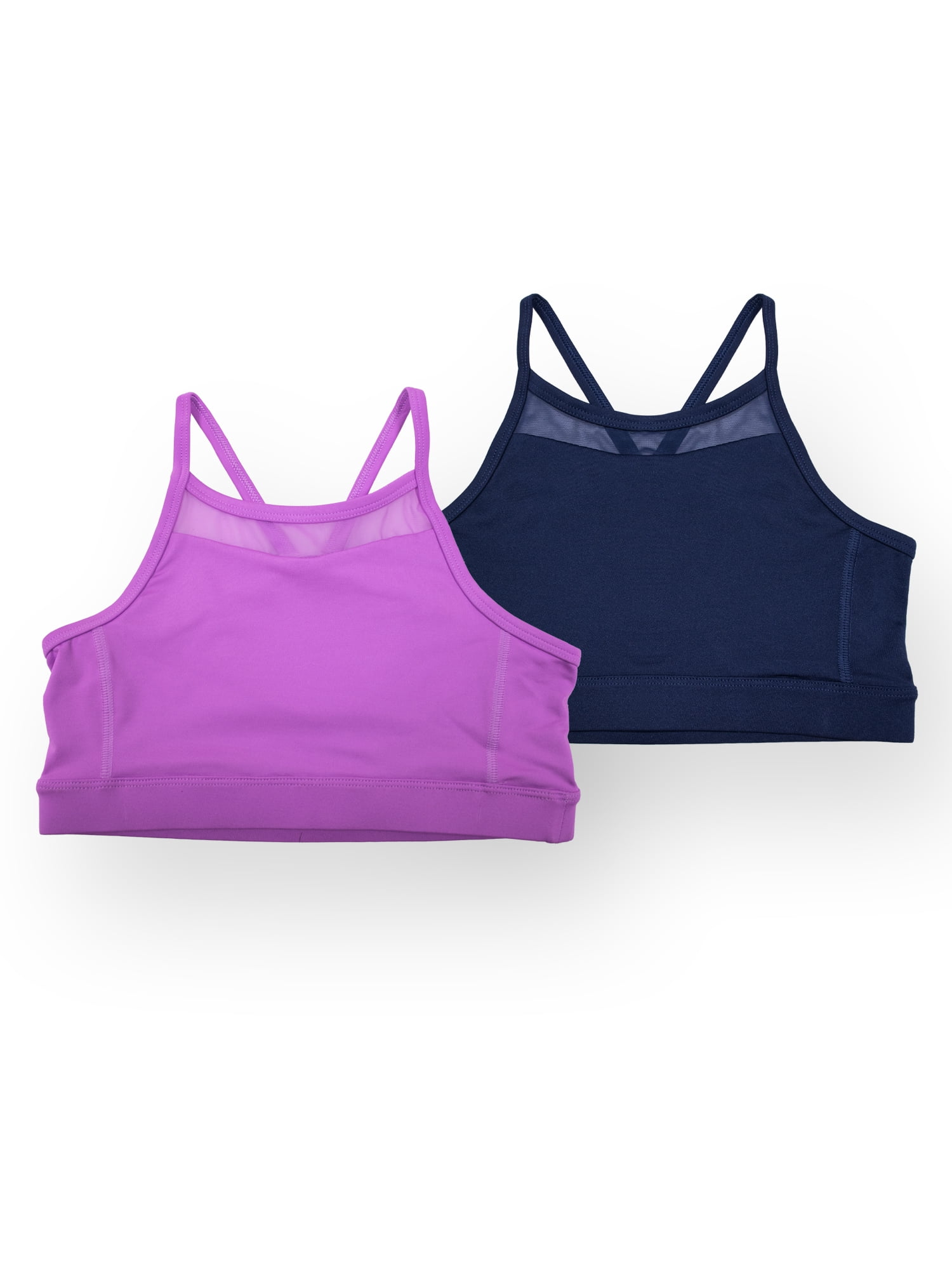 Atheltic Works Girls Mesh Insert Sports Bra, 2 Pack, Sizes XS-XXL