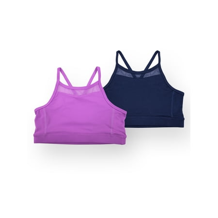 Atheltic Works Girls Mesh Insert Sports Bra, 2 Pack, Sizes XS-XXL