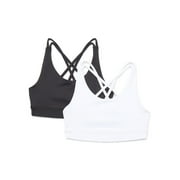 Atheltic Works Girls Strappy Back Sports Bra, 2 Pack, Sizes XS-XXL