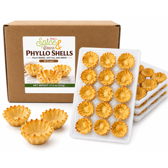 Mini Phyllo Shells 90 Count | Fillo Dough Shells Pastry Cups | Dasher's Spice & Beans