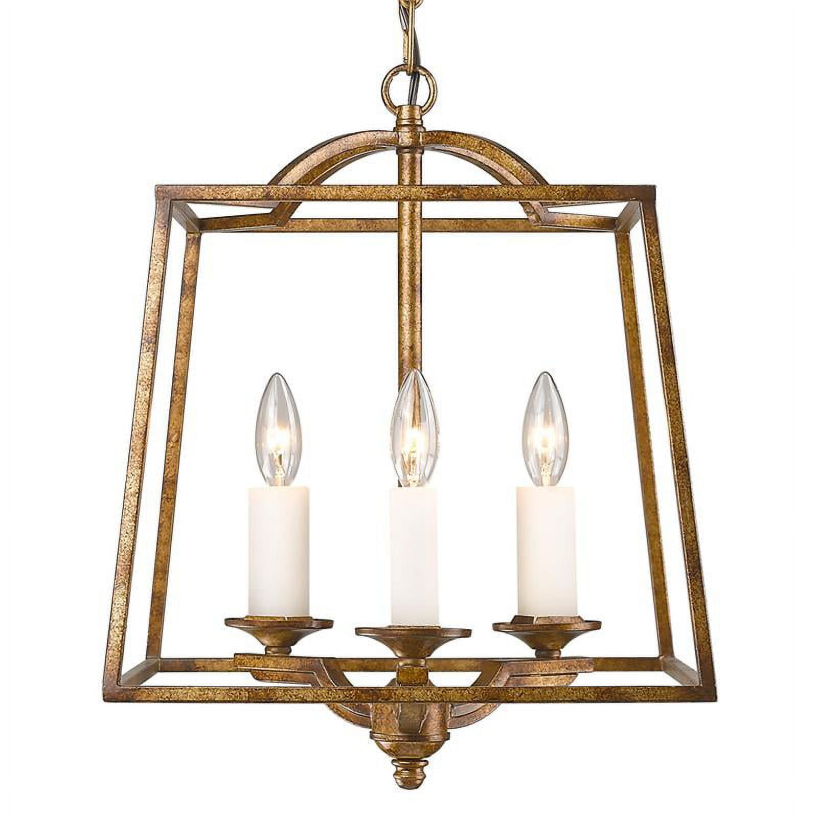 Grecian Gold 3-Light Geometric Steel Chandelier