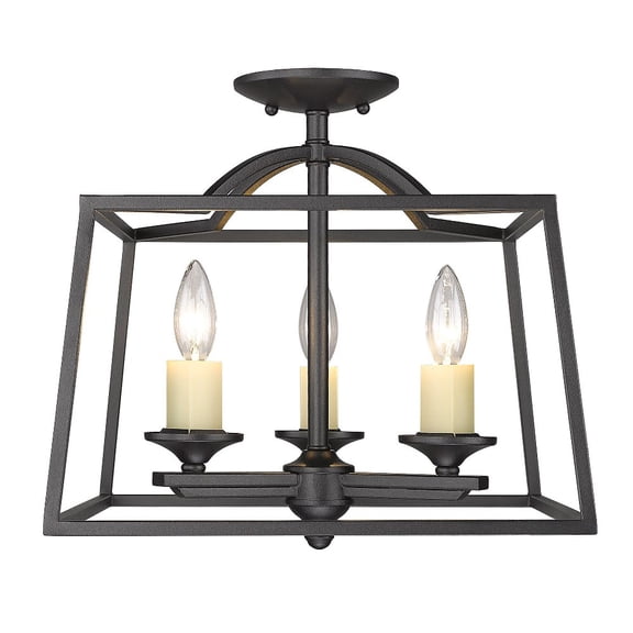 Golden Lighting Athena 3-light Semi-Flush Mount in Natural Black