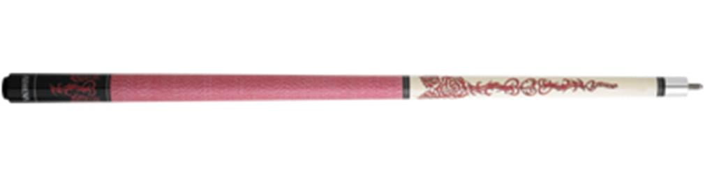 Athena Pink Tribal Hearts and Roses 18oz Wood Pool Cue