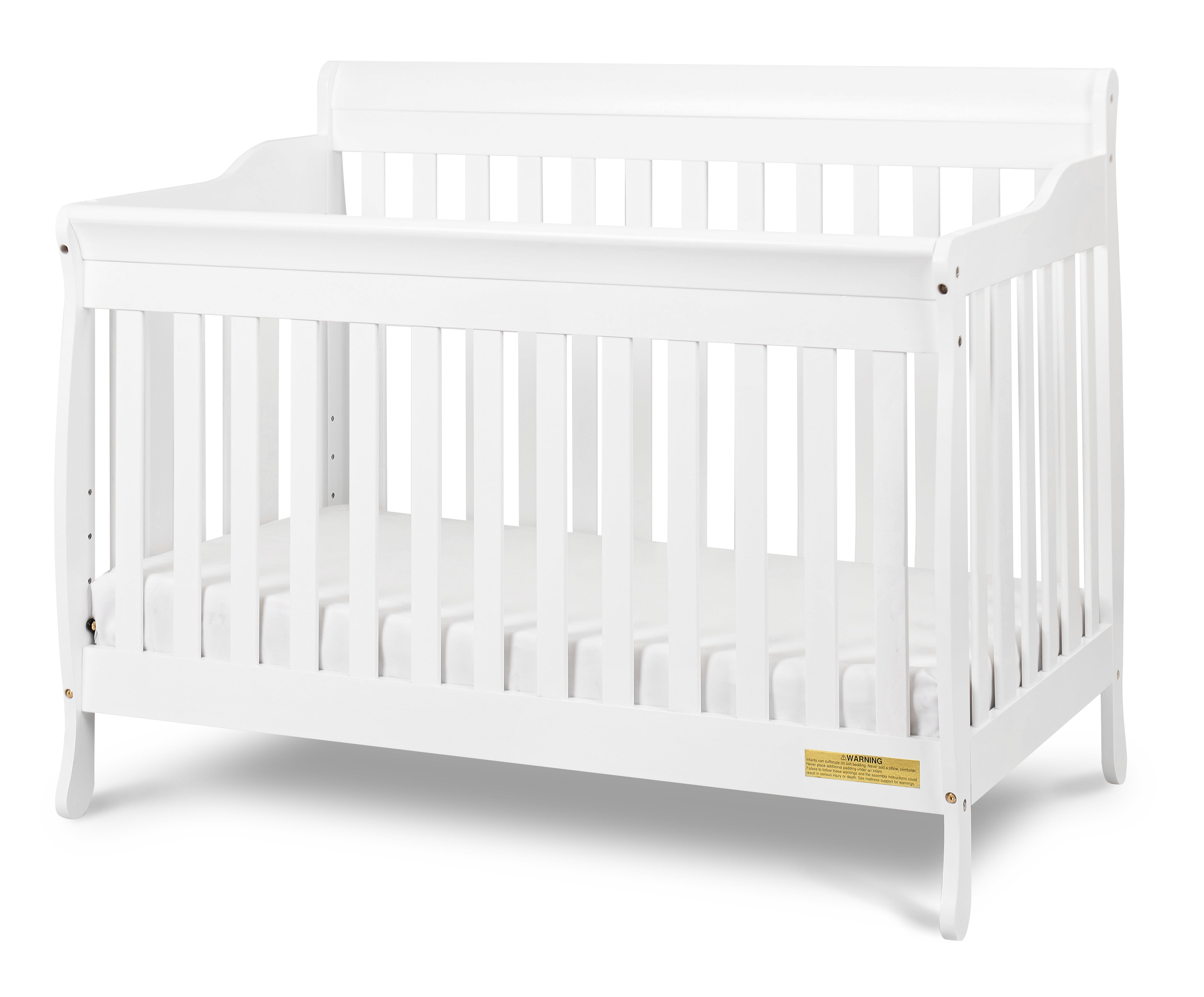 Athena Alice 4 in 1 White Convertible Wood Crib with Guardrail  