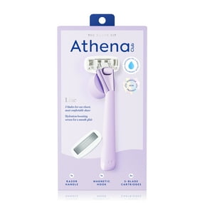 Athena Club 5-Blade Women's Razor Kit - 1 Handle, 2 Blade Refills, Magnetic Hook - Lilac