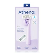 Athena Club 5-Blade Womens Razor Kit - 1 Handle, 2 Blade Refills, Magnetic Hook - Lilac