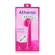 Athena Club Womens Razor Kit - Razor Handle, 2 5-Blade Refills, Shower Holder in Super Pink