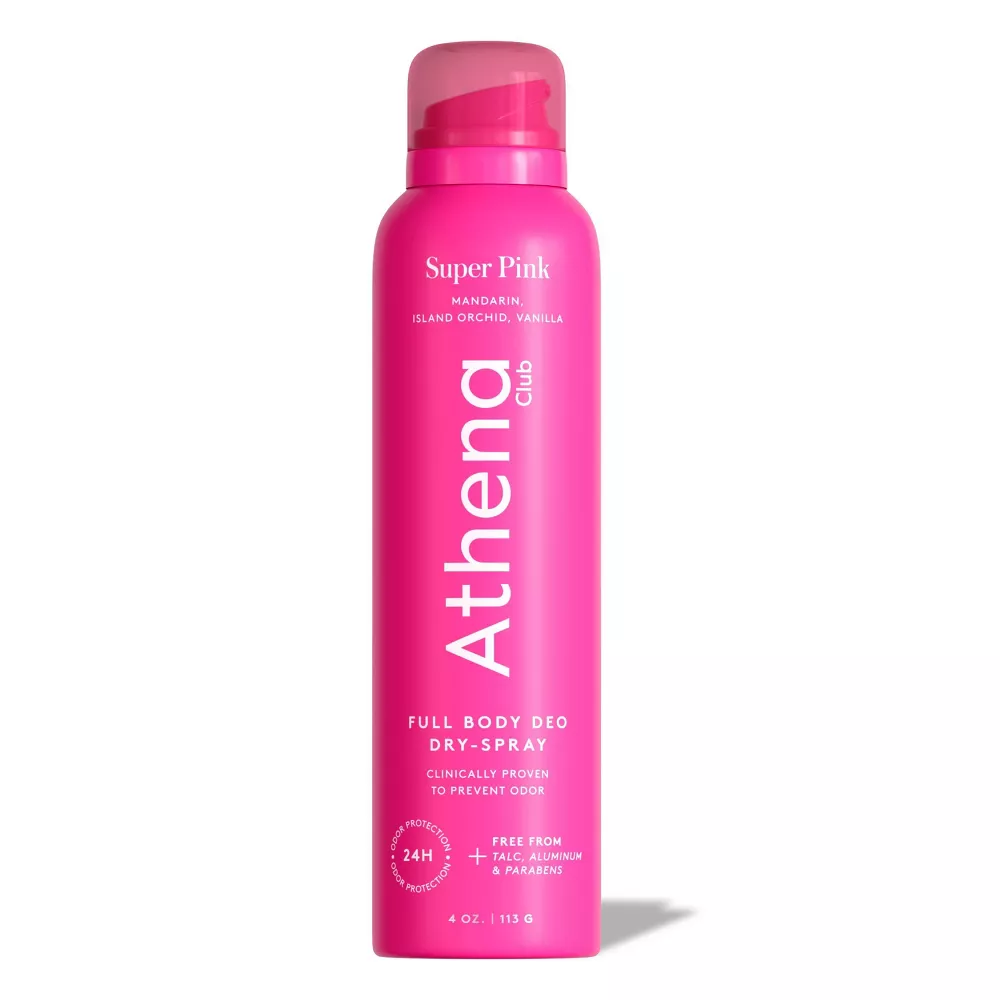 Athena Club Full Body Deodorant Spray - Super Pink - 4 Oz, Natural, Aluminum-Free