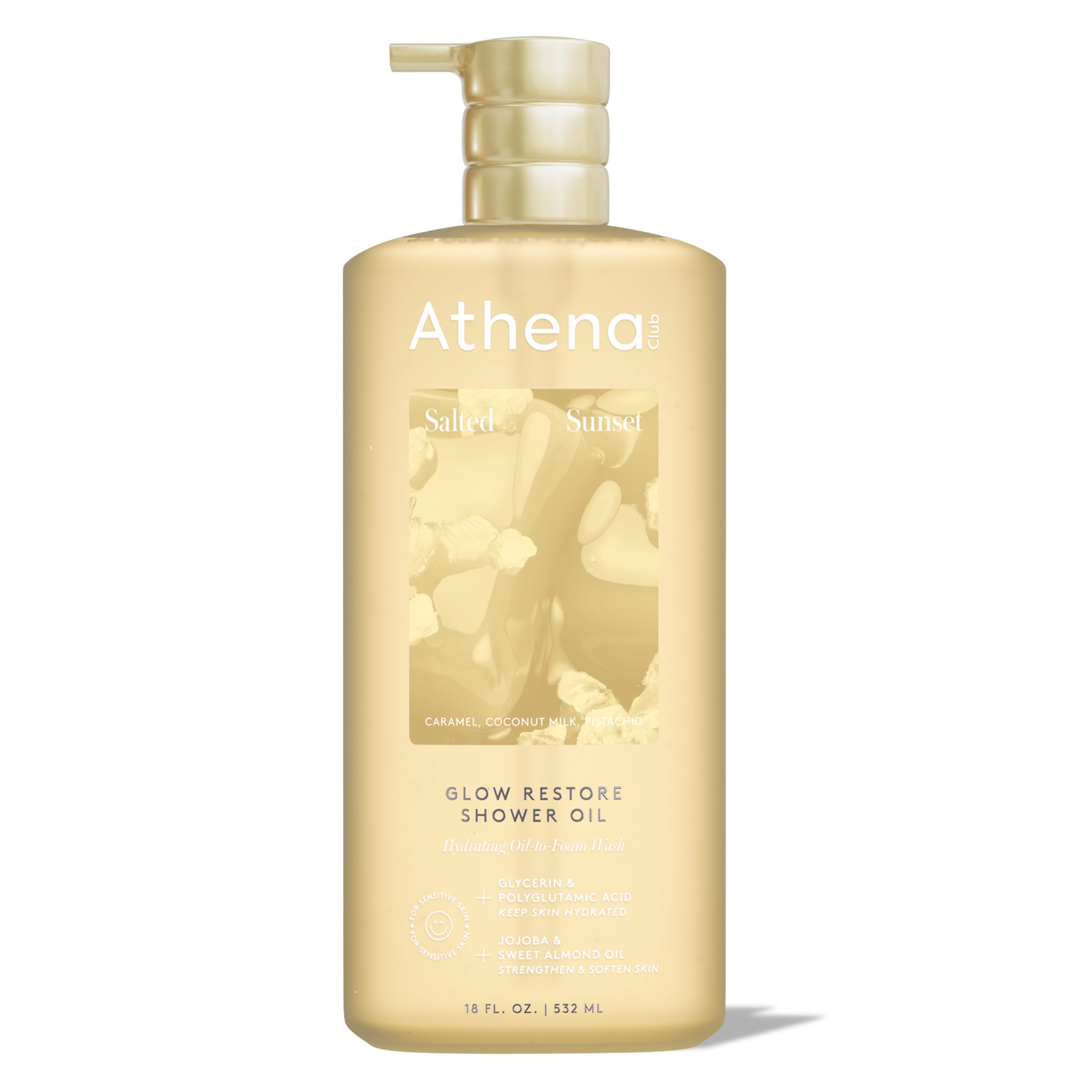 Athena Club Glow Restore Shower Oil - Salted Sunset - 18 fl oz: For Combination Skin, Whole Body, Plastic Bottle