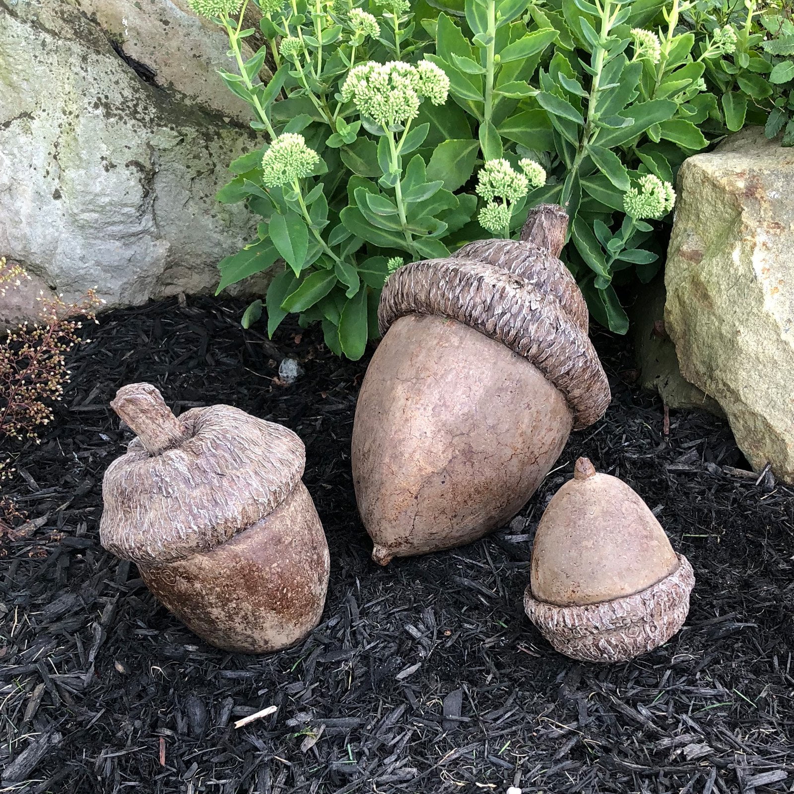 Athena Garden Decorative Cast Stone Acorns - Set of 3 - Walmart.com