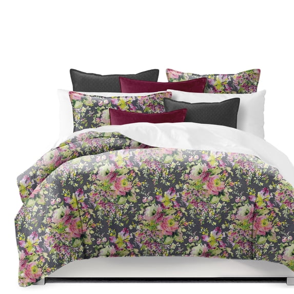 Athena Linen Charcoal Duvet Cover Set Twin