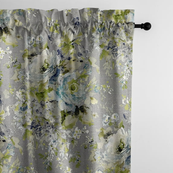 Athena Linen Heather Gray Pole Top Drapery Panel - Pair 50"x96"