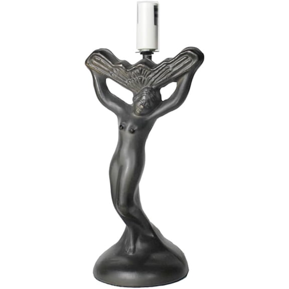 Athena Metal Fan Lamp Base, Dark Bronze Finish with Gold Highlights, Nicely Weighted, 9.6" Tall