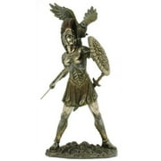 Athena Minerva & Owl Greek Roman Goddess of Wisdom Statue, Real Bronze Powder Cast Sculpture 12-inch