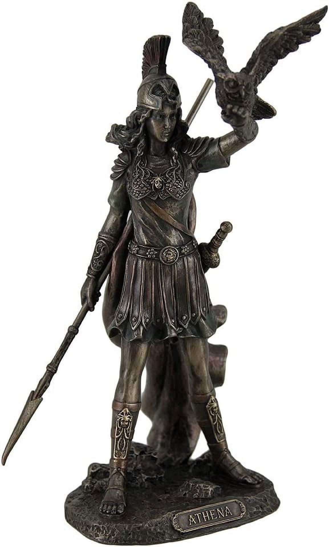 Athena - Resin, Greek Goddess Of Wisdom And War with Owl Statue