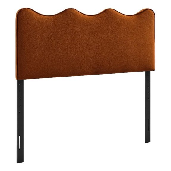 Athena Stain-Resistant Performance Velvet Full Size Headboard in Rust