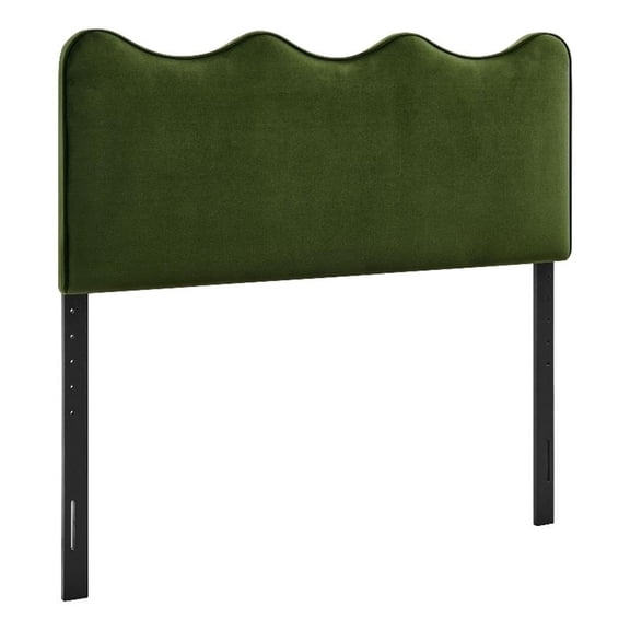 Athena Stain-Resistant Performance Velvet Queen Size Headboard in Moss Green