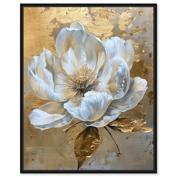 Athenas Flower Canvas Glamorous Feminine Wall Art by Art Remedy, Black Frame, 16" x 20"