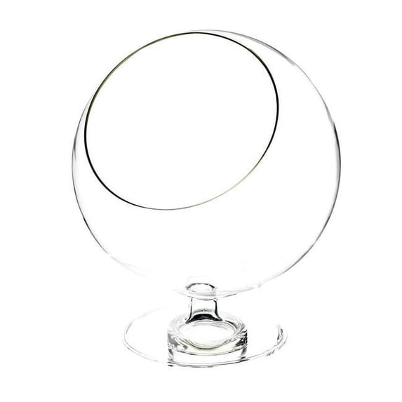 Athenas Garden VCH0610 Clear Slant Cut Bowl Vase on Stand & Terrarium - Slant Open