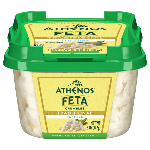 Athenos Traditional Crumbled Fat Free Feta Cheese, 5 oz Tub